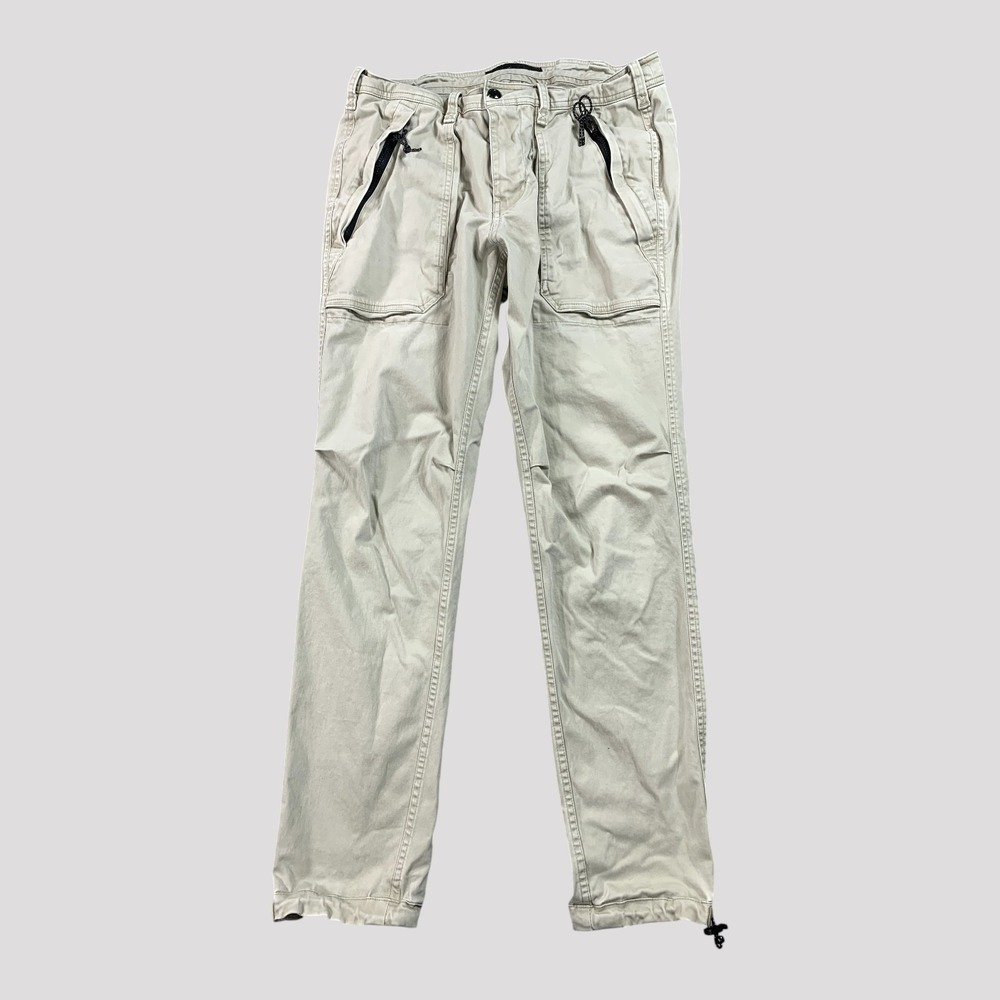 Abercrombie‎ & Fitch Utility Pants Mens 30x32 Beige Zip Pocket Drawstring Hem